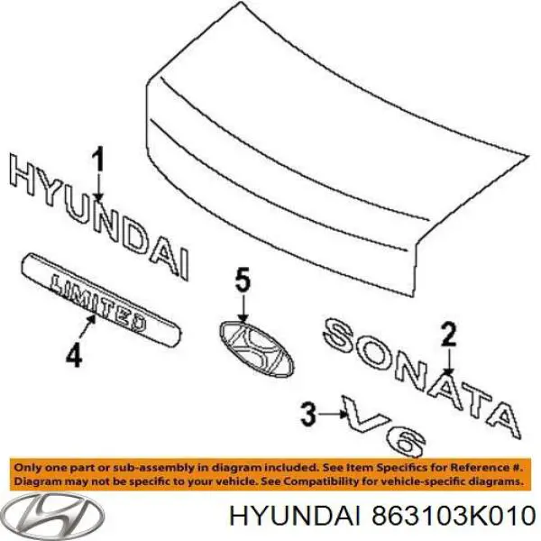 Емблема на кришку багажника, фірм.значок Hyundai/Kia 863103K010 ціна, від 5.64 USD