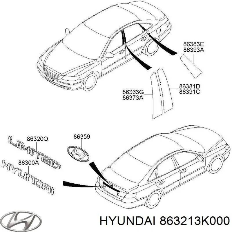 863213K000 Hyundai/Kia емблема кришки багажника, фірмовий значок