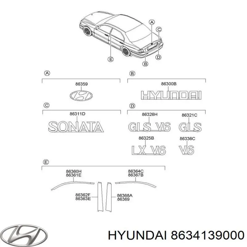 Емблема решітки радіатора Hyundai Trajet (FO) (Хендай Траджет)