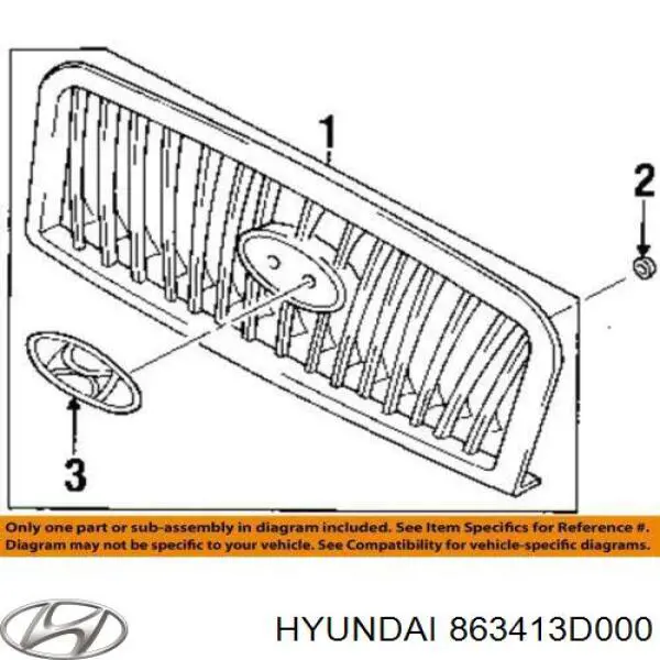 Емблема на решітку радіатора Hyundai/Kia 863413D000 ціна, від 34.59 USD