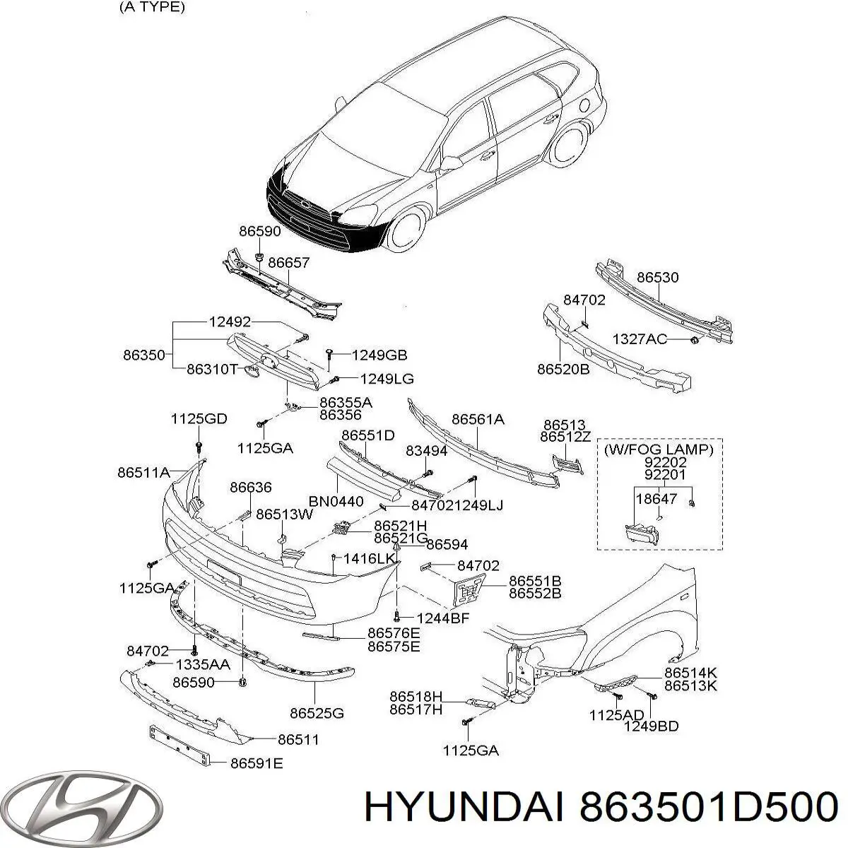 863501D500 Hyundai/Kia Решітка радіатора