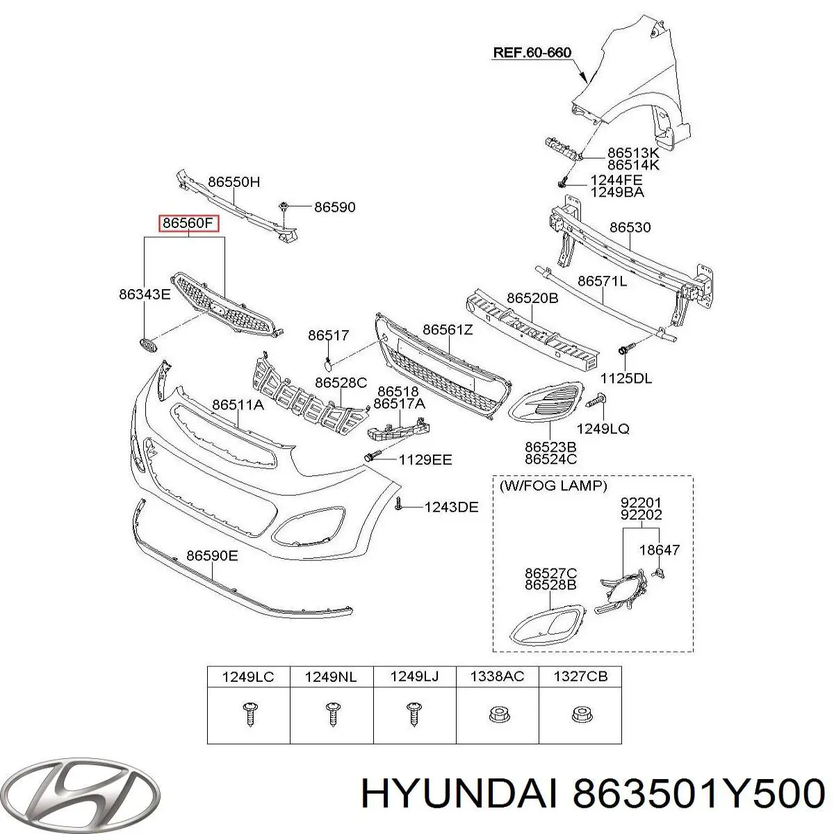 Облицювання радіатора Hyundai/Kia 863501Y500 ціна, від 127.24 USD