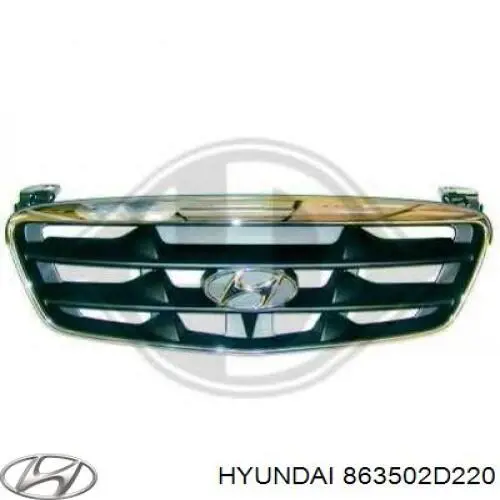 Решетка радиатора ~06.03 (оконтовка-хром) на Hyundai Elantra XD