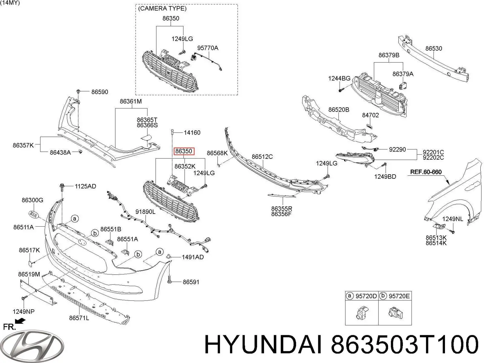 863503T100 Hyundai/Kia решітка радіатора