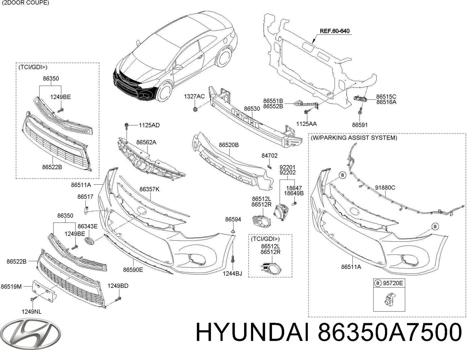 86350A7500 Hyundai/Kia решітка радіатора