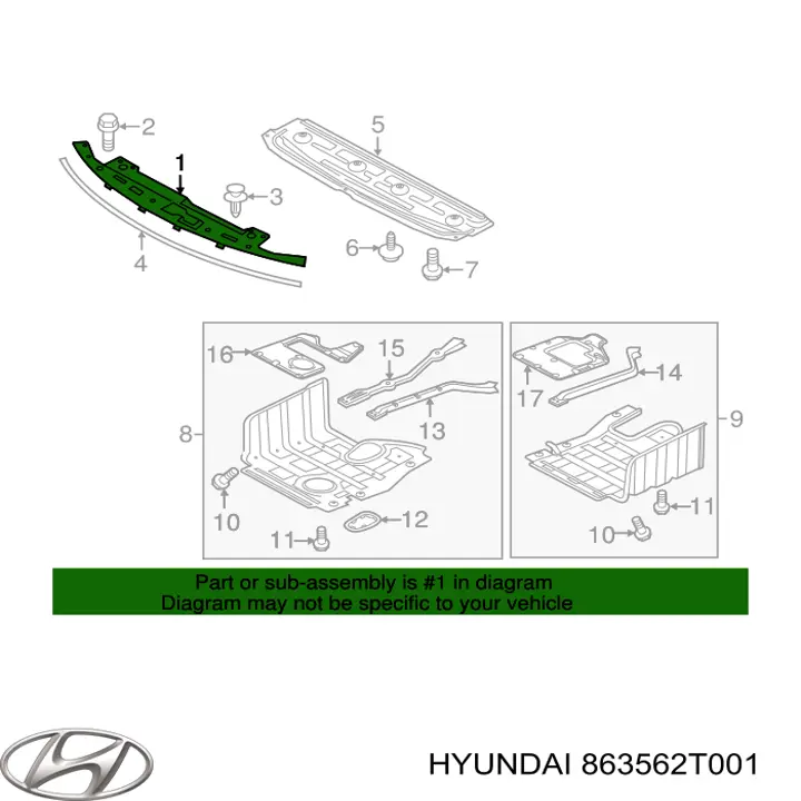 863562T001 Hyundai/Kia накладка верхня передньої панелі/супорту радіатора
