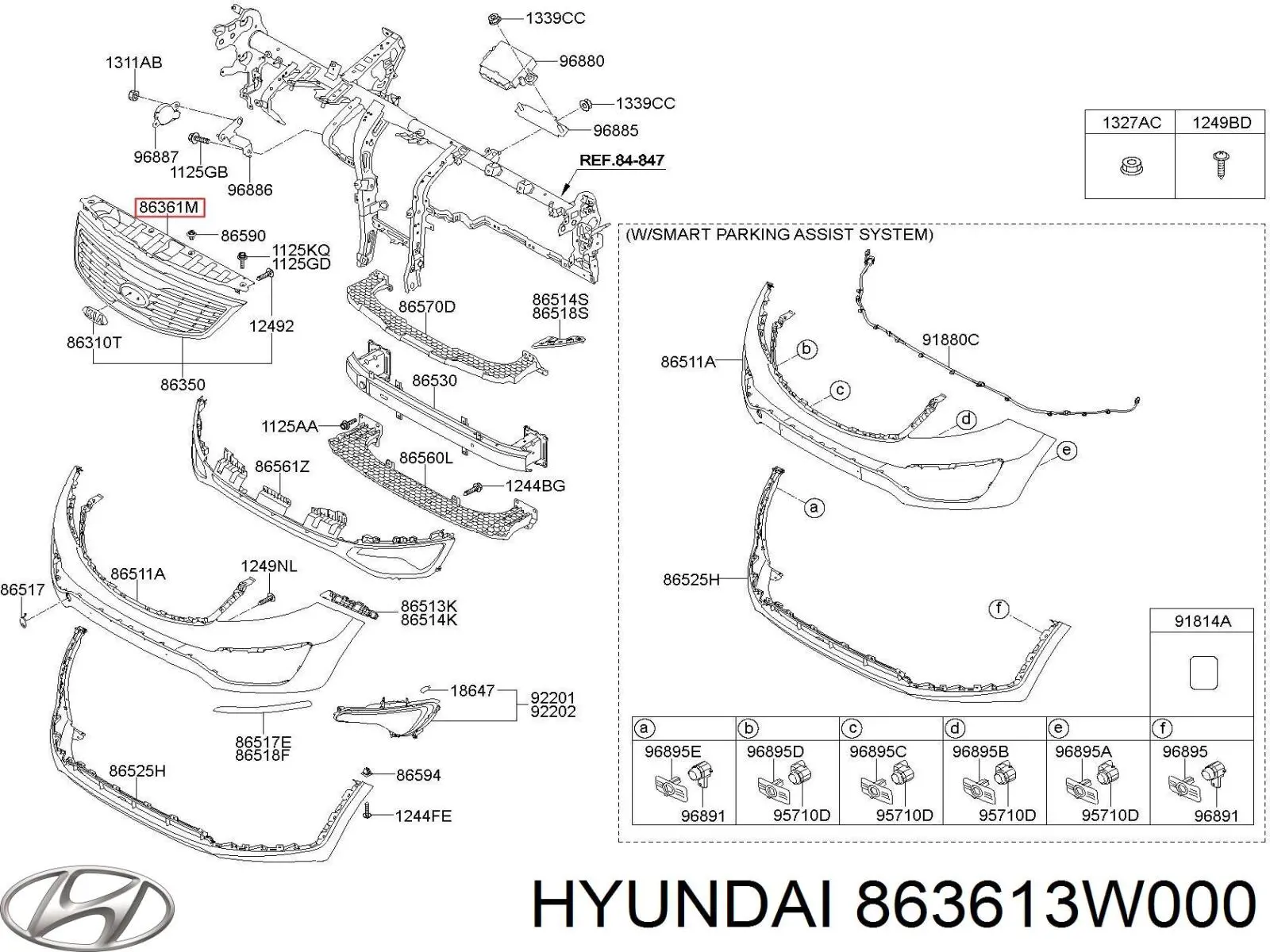 863613W000 Hyundai/Kia Накладка верхня передній панелі / супорта радіатора
