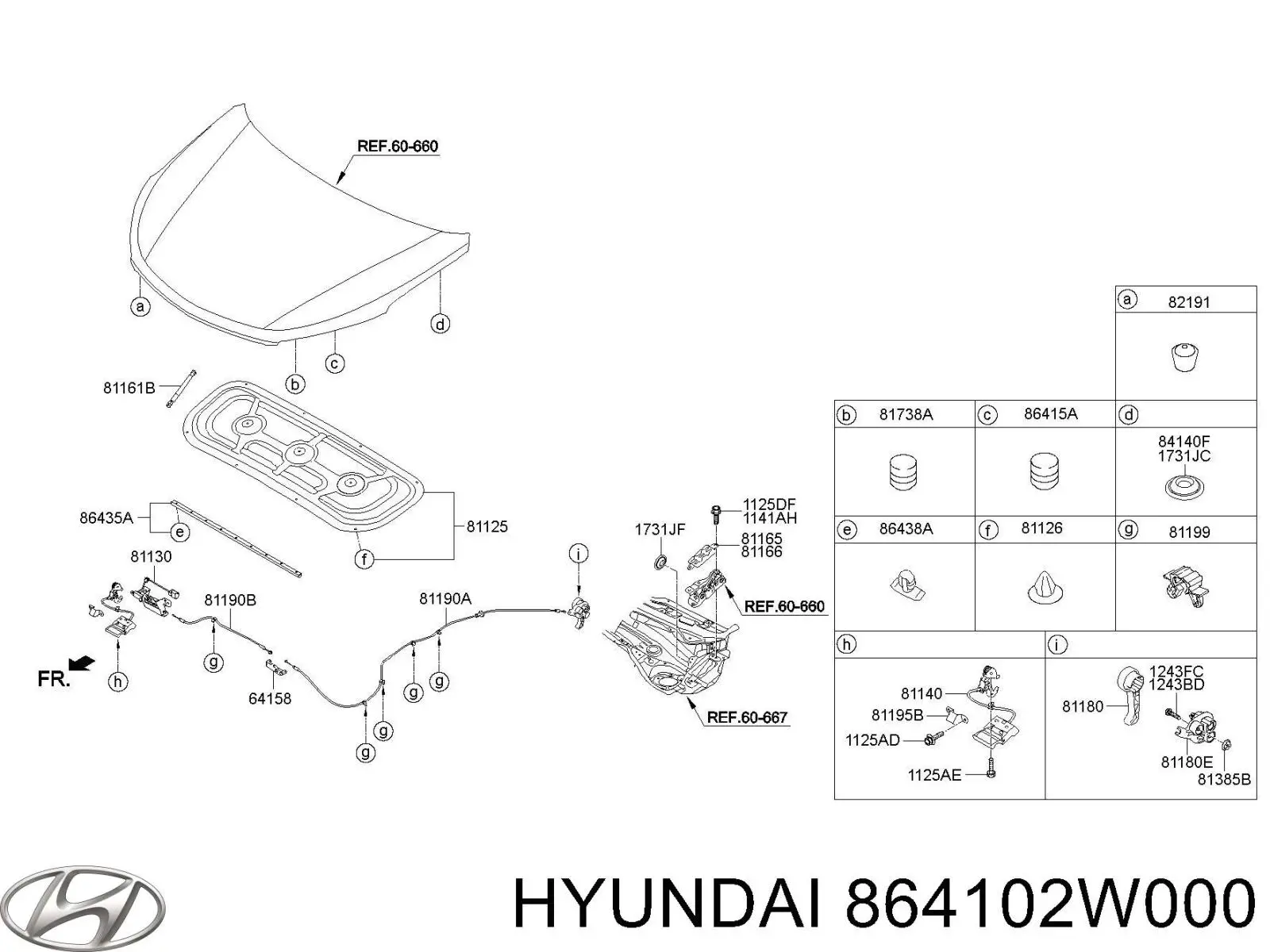 864102W000 Hyundai/Kia Буфер / відбійник капота