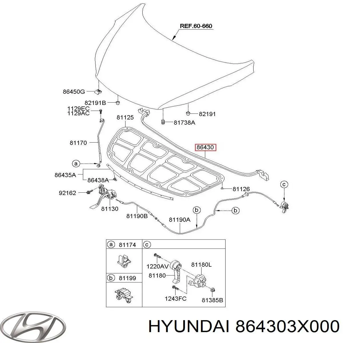  Hyundai/Kia 864303X000 ціна, від 12.68 USD