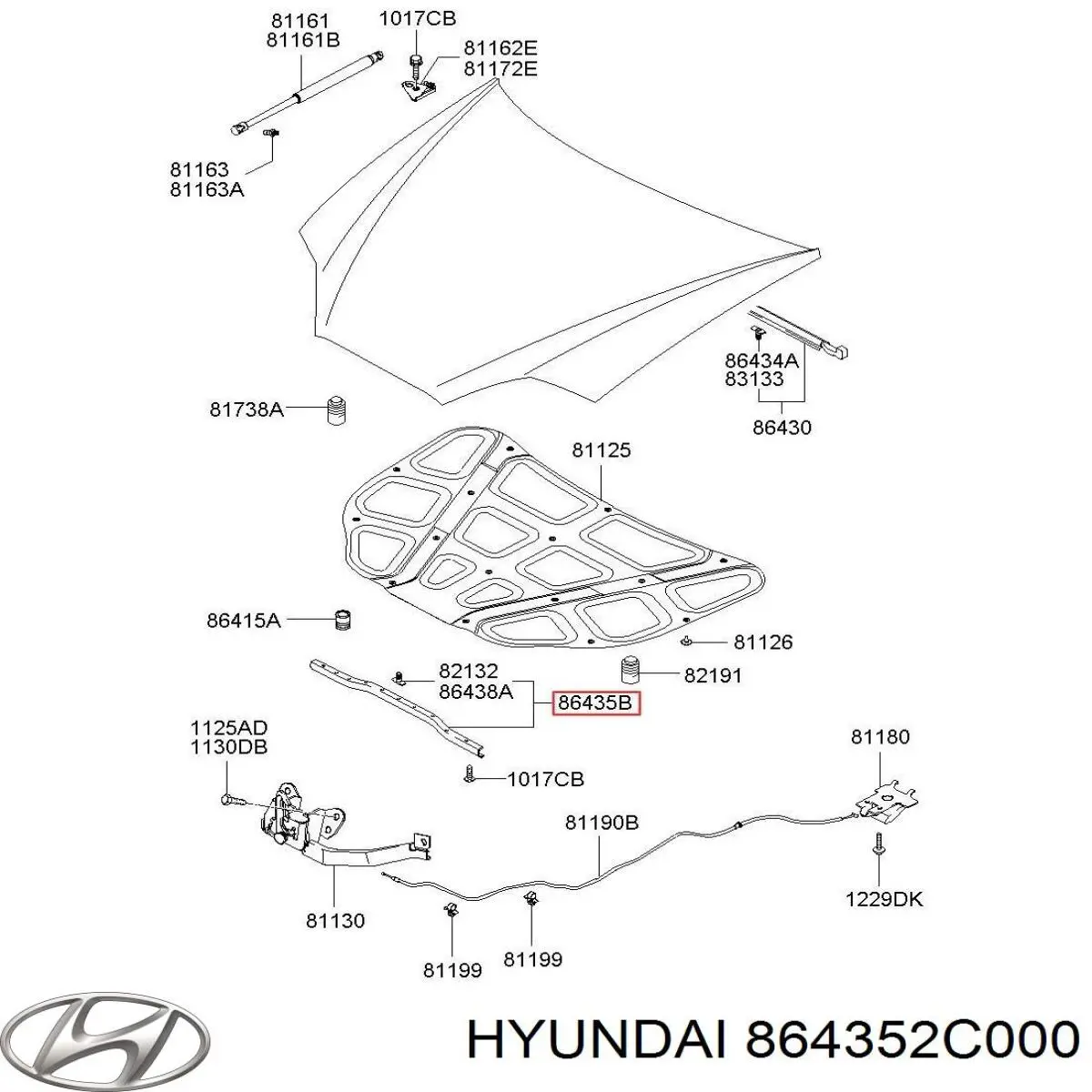 Купити 864352C000 Hyundai/Kia Ізоляція моторного відсіку