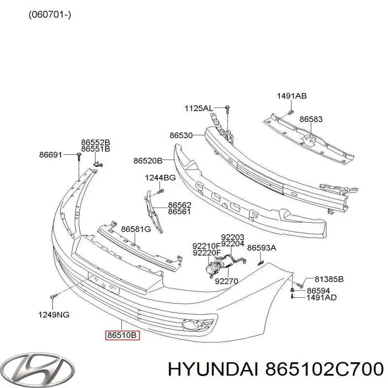 865102C700 Hyundai/Kia бампер передній