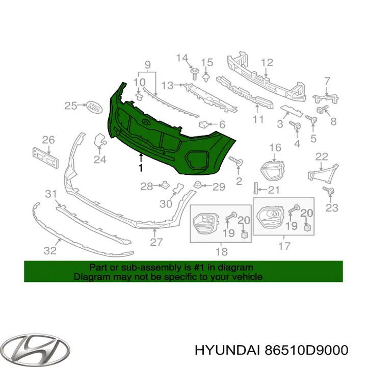 86510D9000 Hyundai/Kia Бампер передній в зборі
