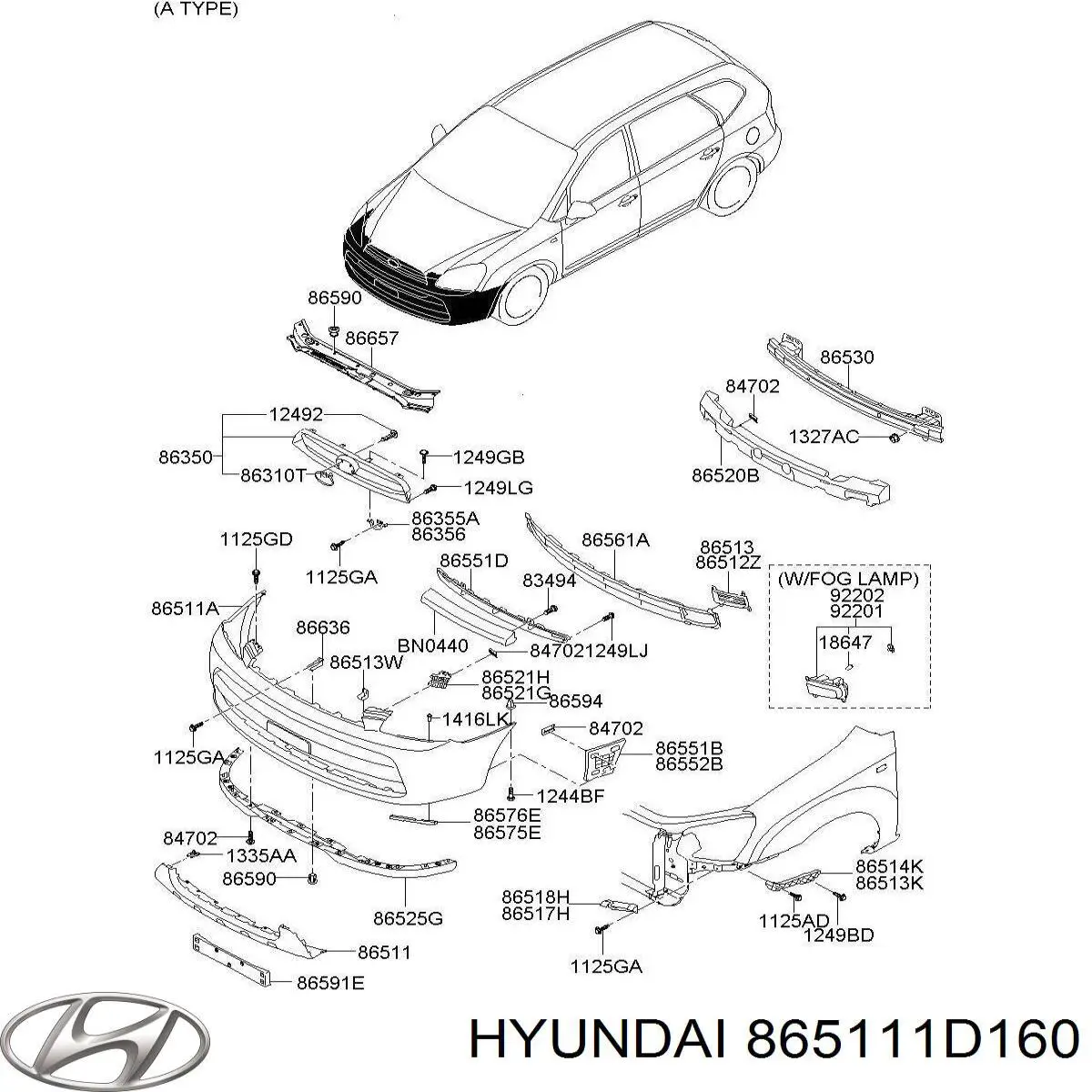 865111D160 Hyundai/Kia бампер передній