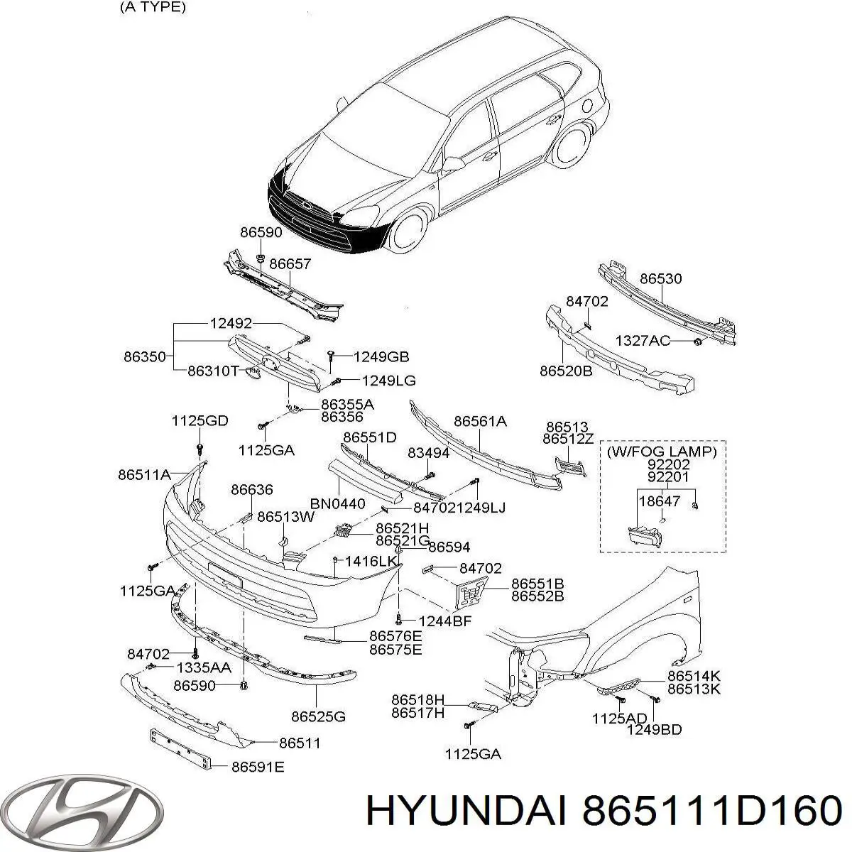 865111D160 Hyundai/Kia Бампер передній в зборі