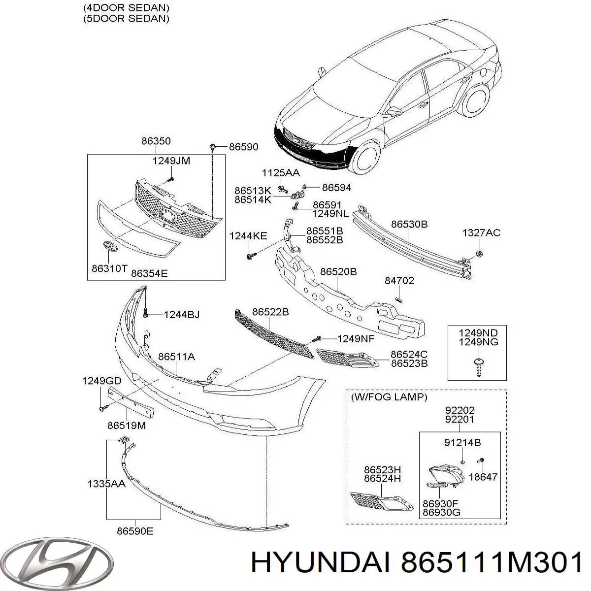 Купити 865111M301 Hyundai/Kia Буфер (бампер) передній