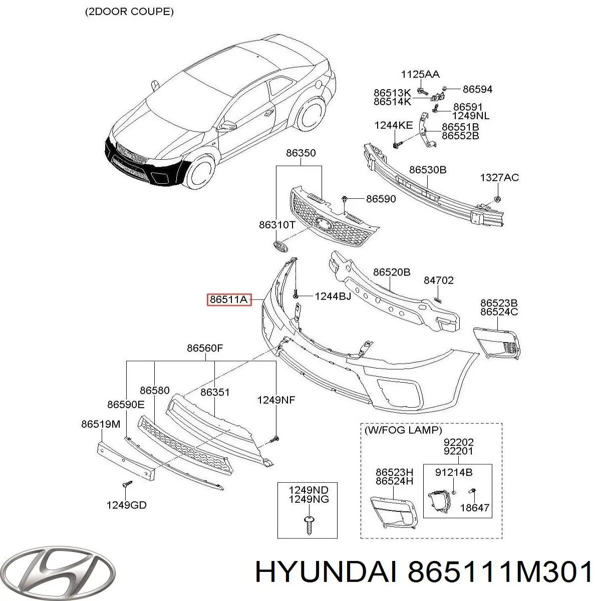 865111M301 Hyundai/Kia Бампер передній в зборі