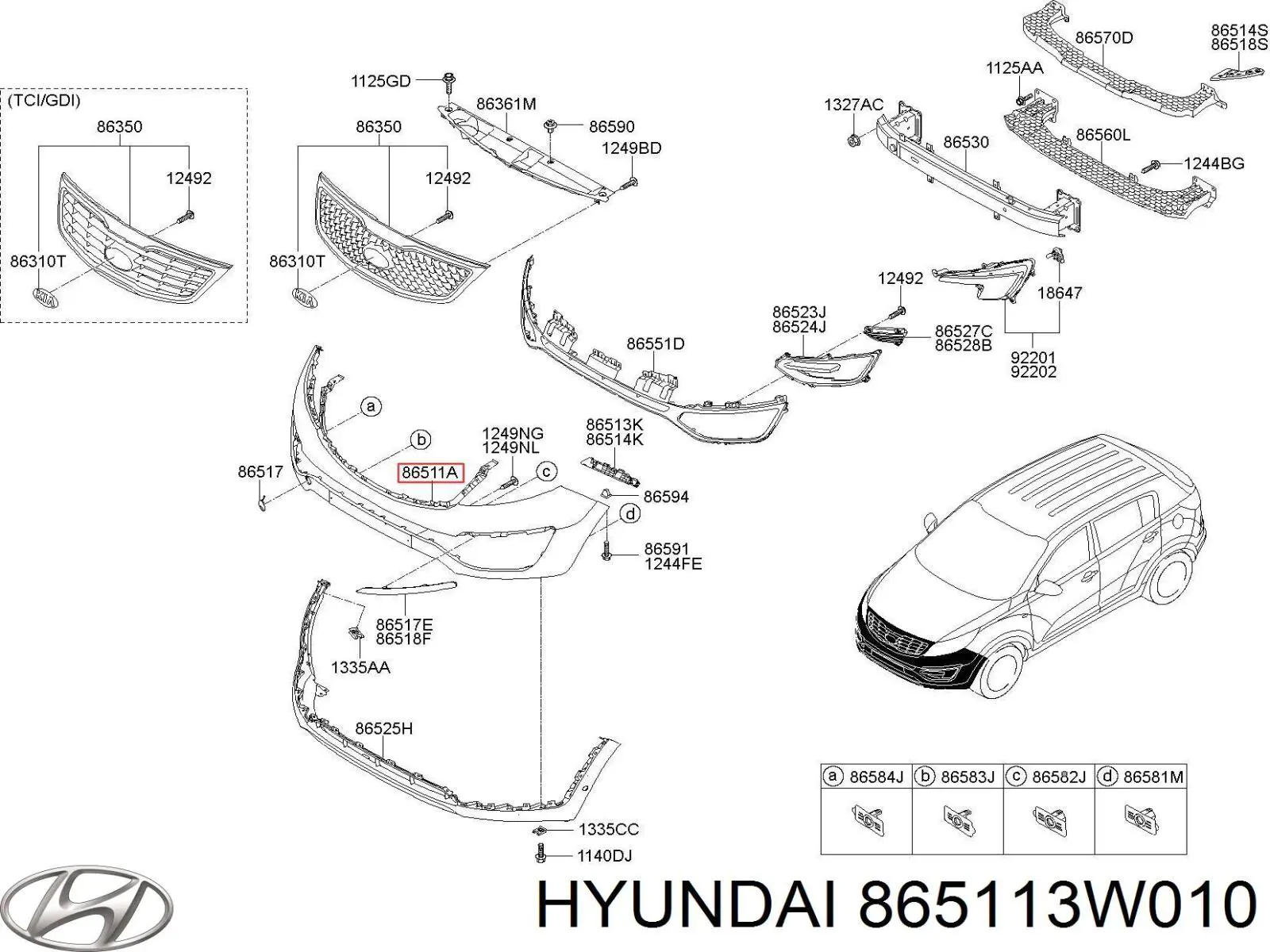Купити 865113W010 Hyundai/Kia Буфер (бампер) передній
