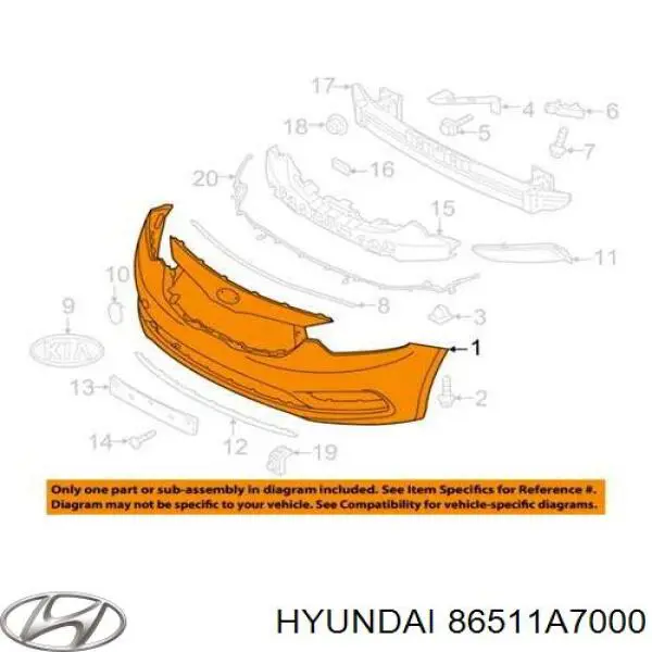 86511A7000 Hyundai/Kia бампер передній