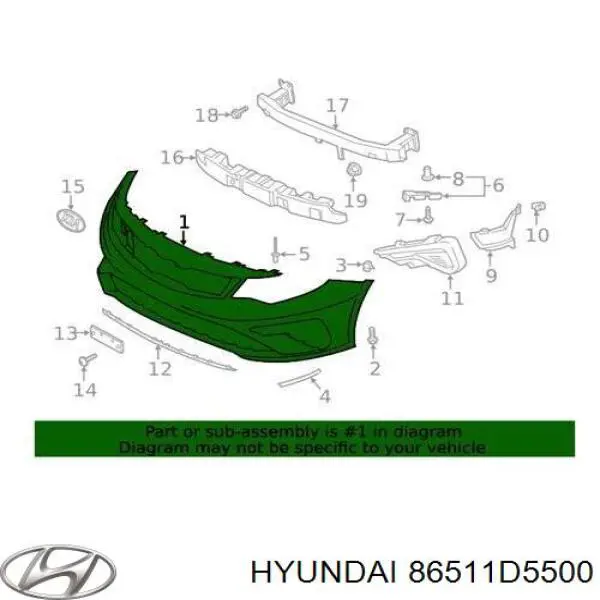 Бампер передній 86511D5500 Market (OEM)