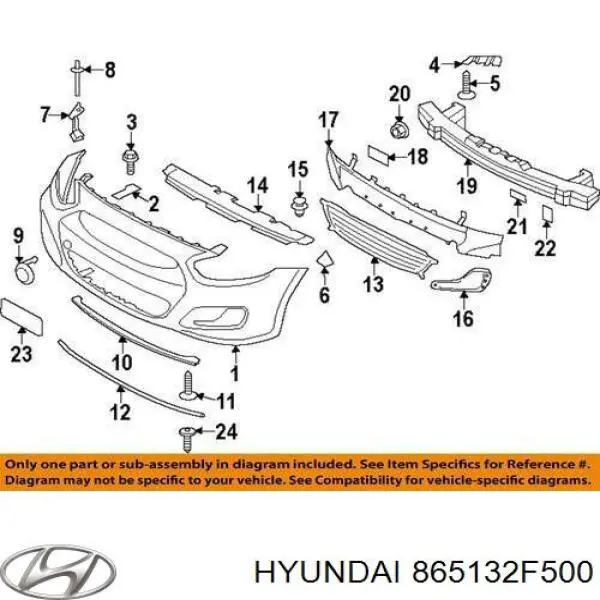 865132F500 Hyundai/Kia Кронштейн підсилювача переднього бампера