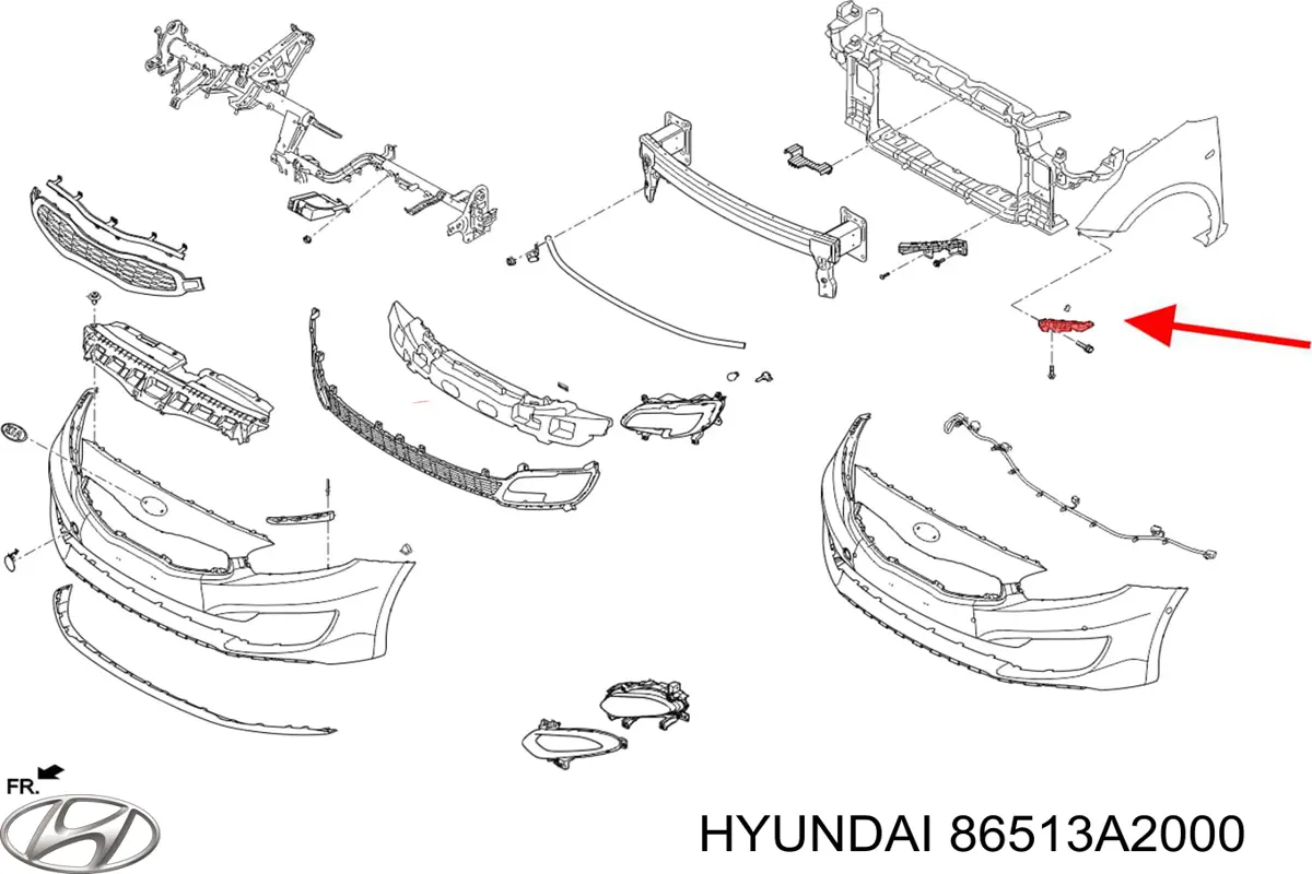 Кронштейн бампера переднього, зовнішній лівий Hyundai/Kia 86513A2000 ціна, від 21.49 USD