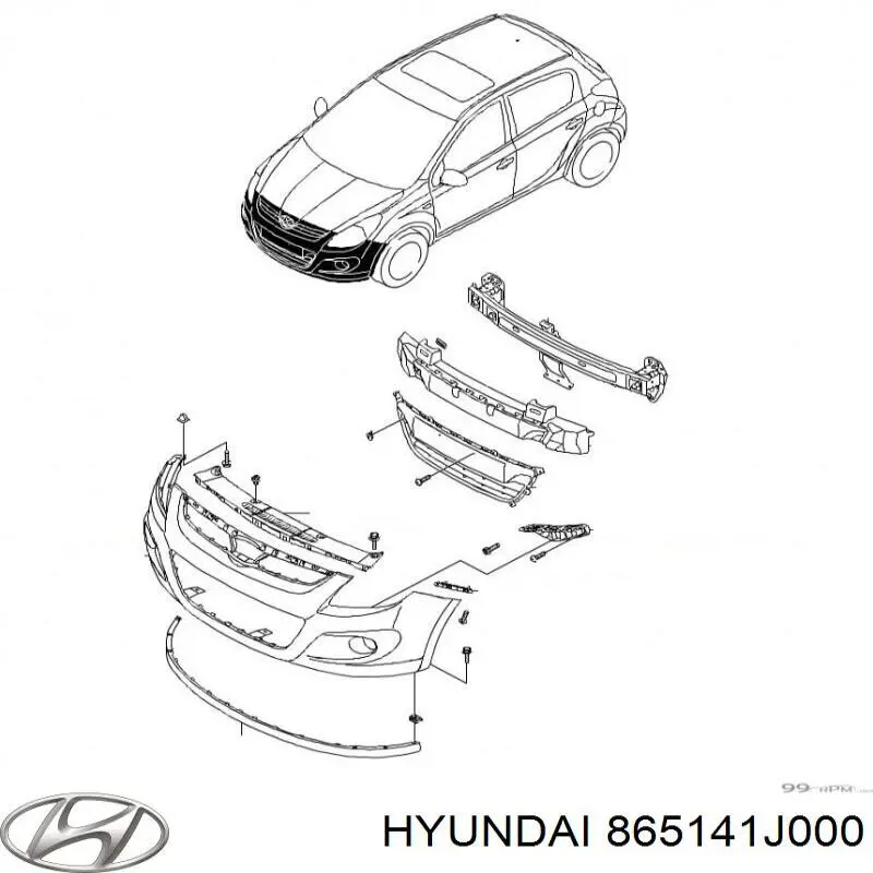 865141J000 Hyundai/Kia Праве кріплення переднього бампера