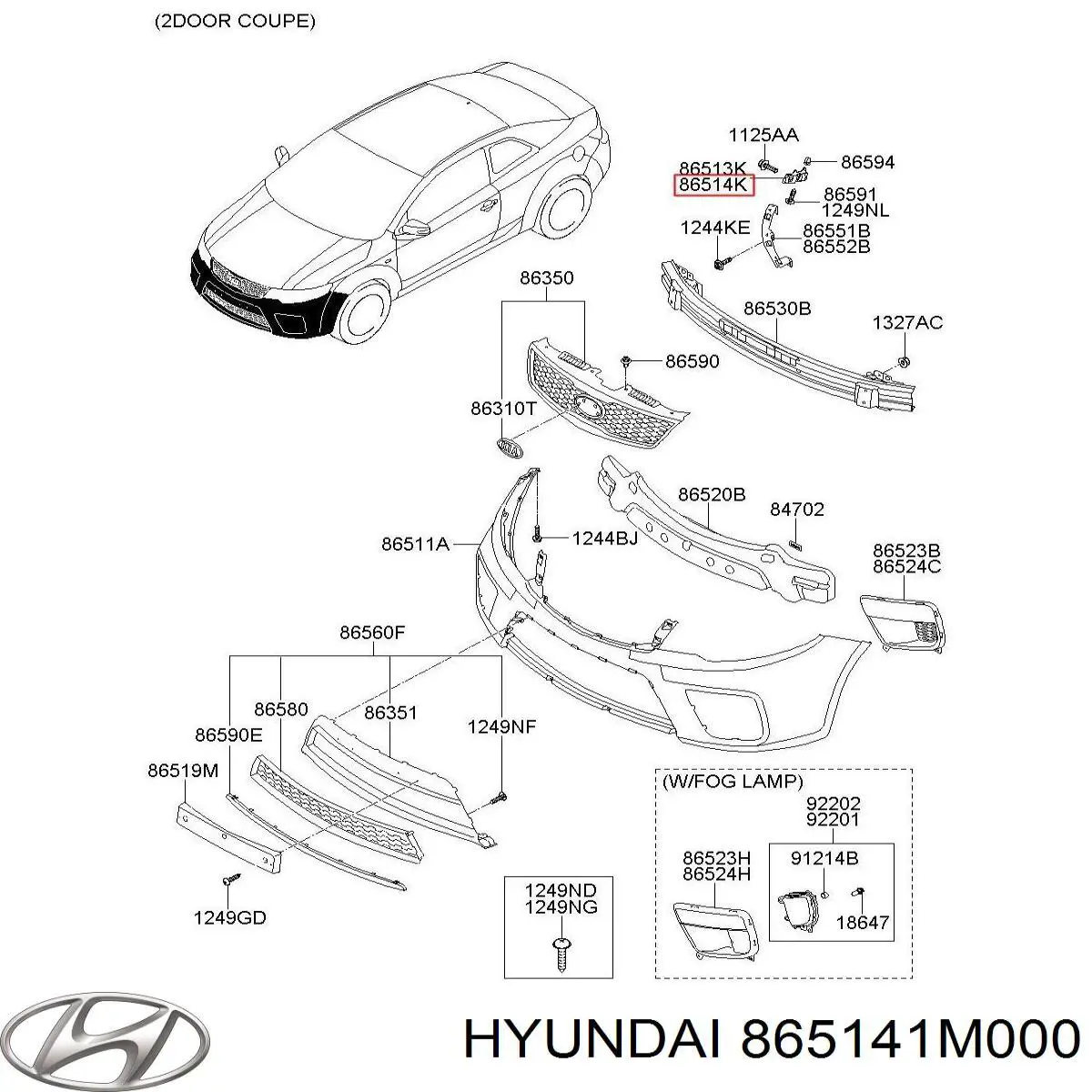 865141M000 Hyundai/Kia кронштейн бампера переднього, правий