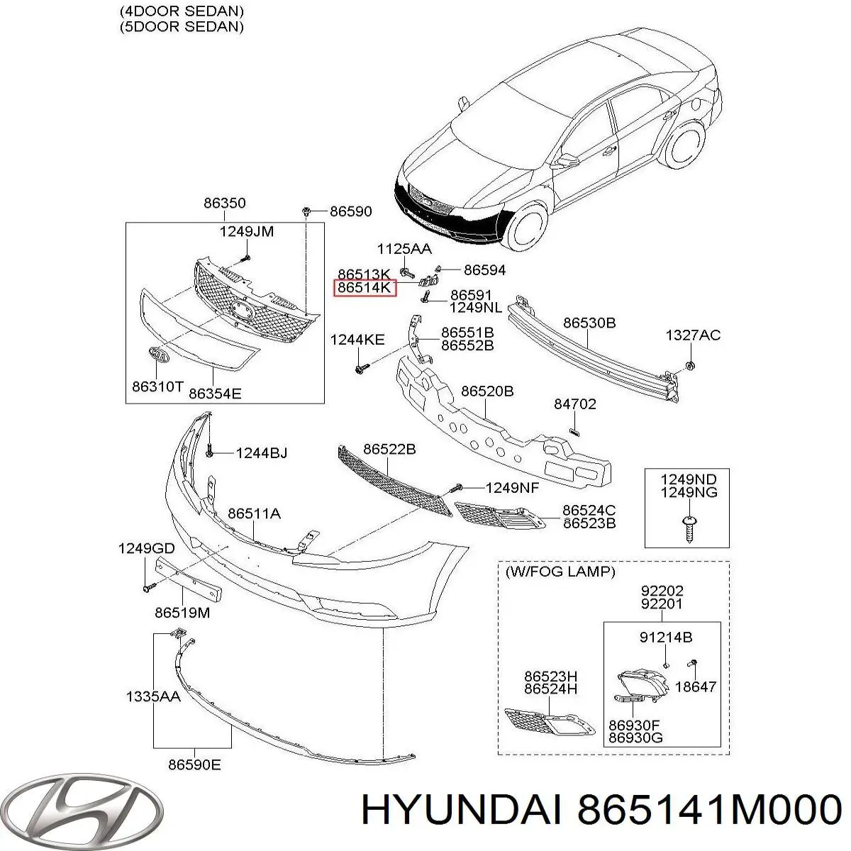 Купити 865141M000 Hyundai/Kia Кронштейн бампера переднього, правий