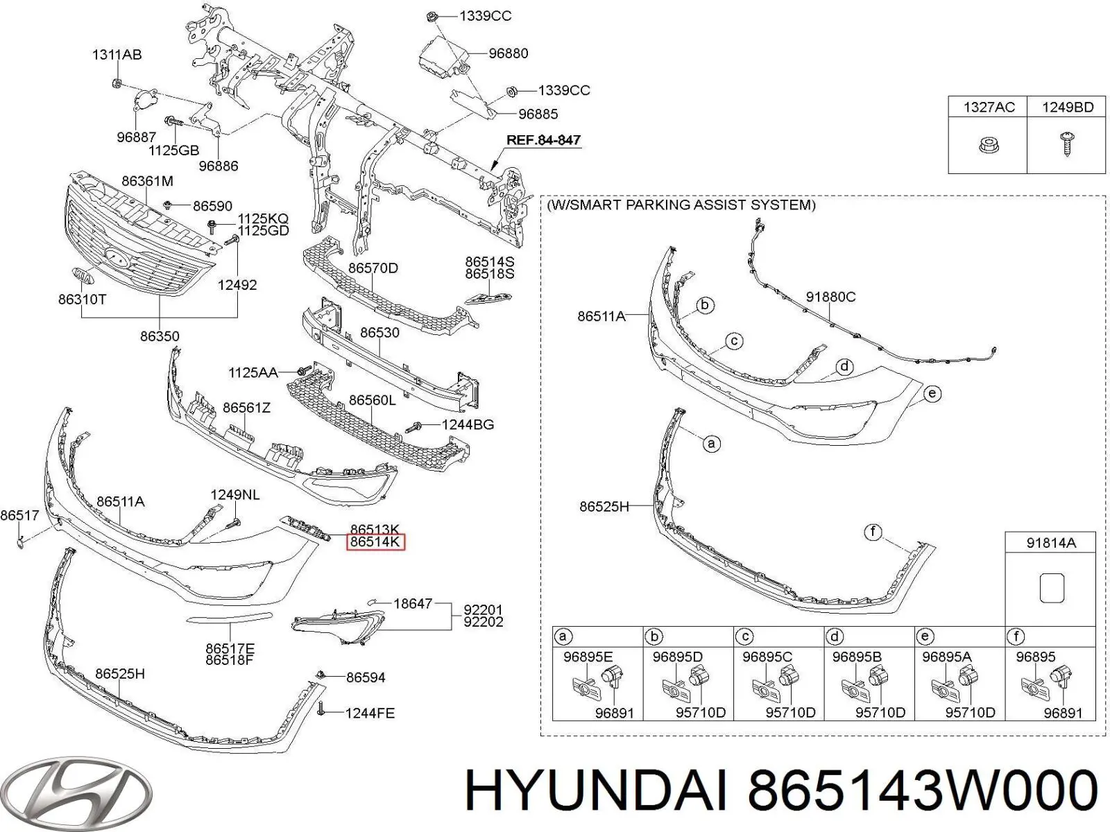 Купити 865143W000 Hyundai/Kia Кронштейн бампера переднього, зовнішній правий