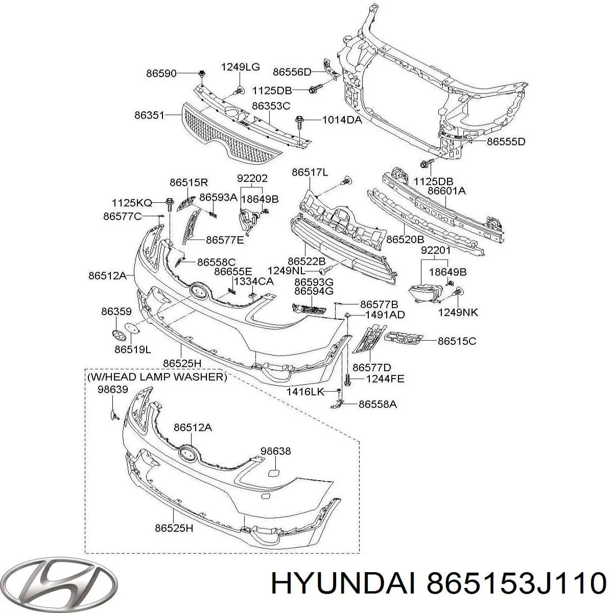 865153J110 Hyundai/Kia Лівий кронштейн переднього бампера