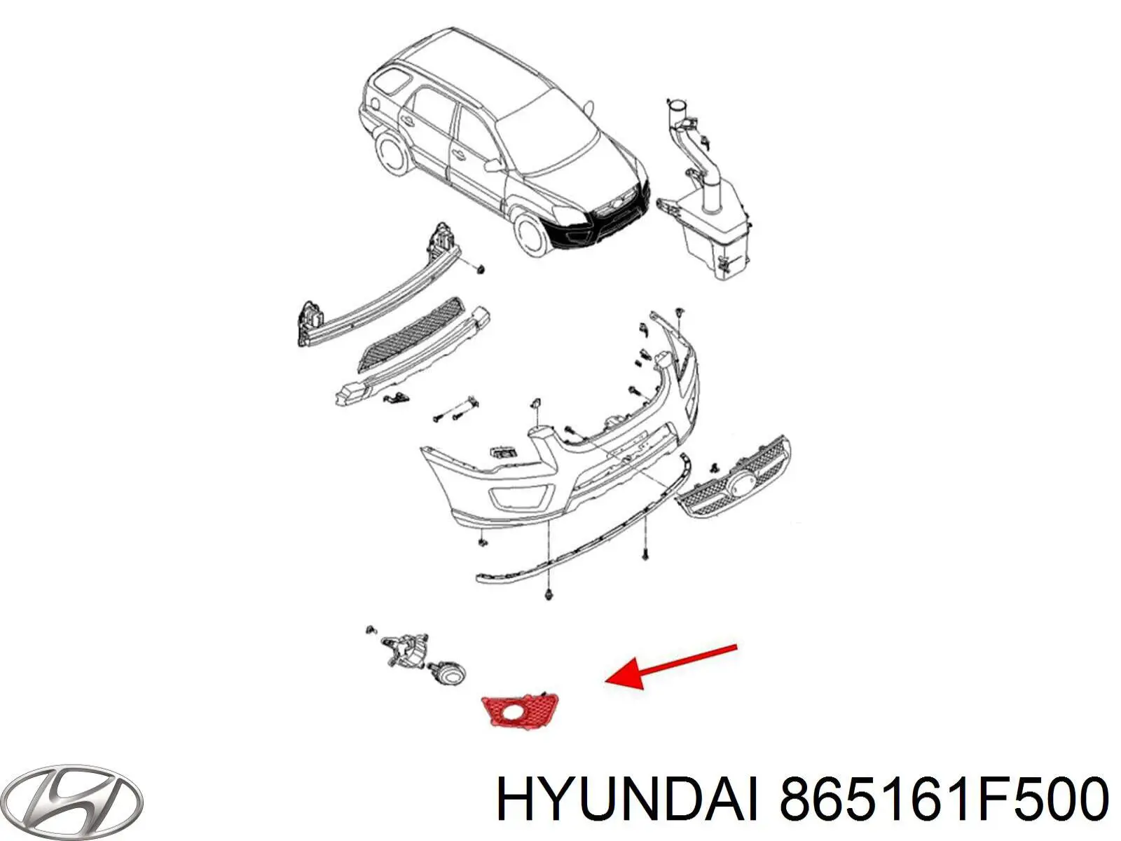 865161F500 Hyundai/Kia решітка переднього бампера, права