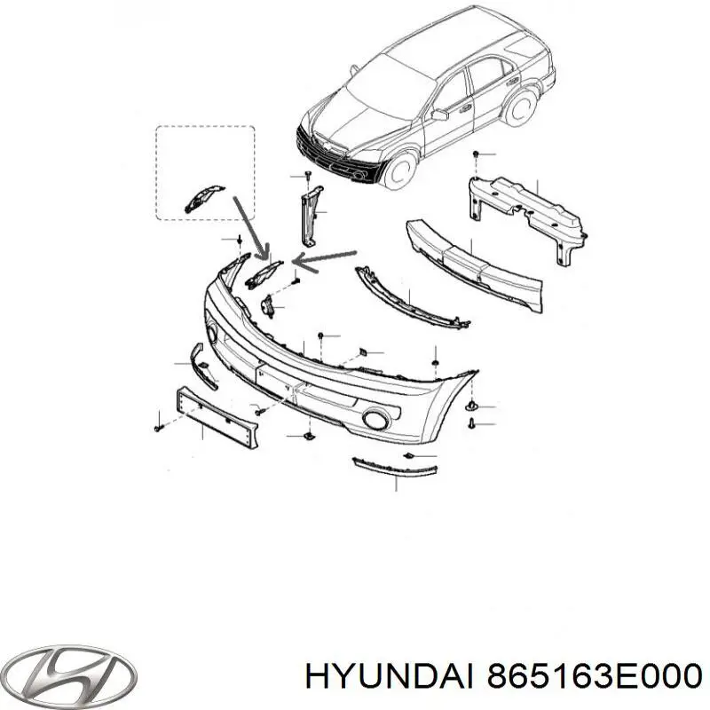 865163E000 Hyundai/Kia Кронштейн бампера переднього, зовнішній правий