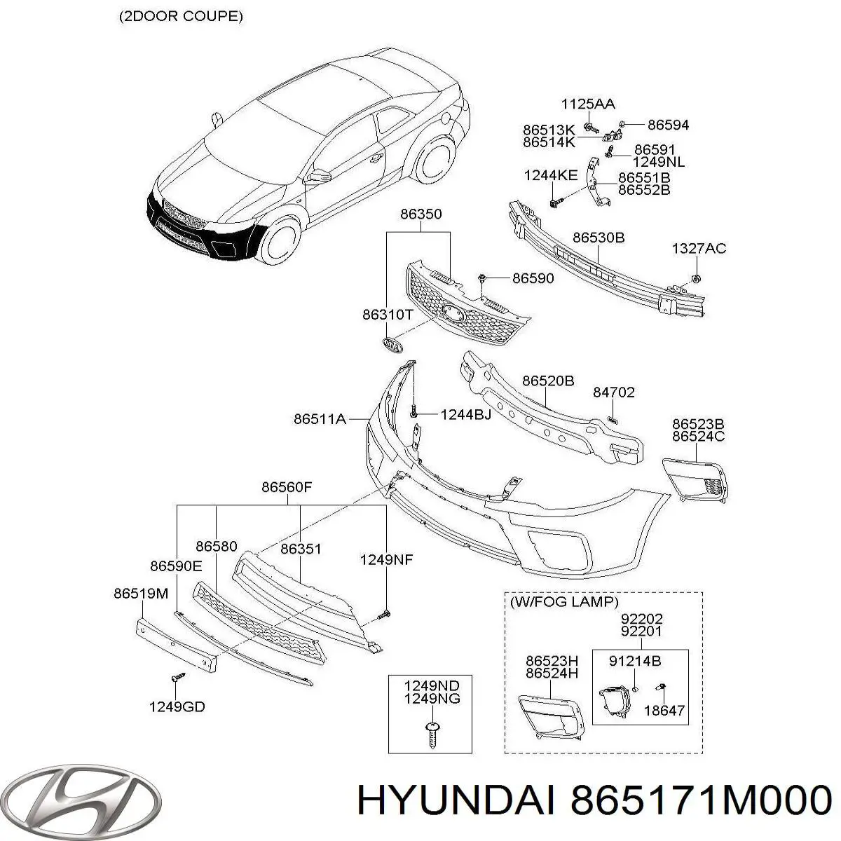 Кріплення бампера Hyundai/Kia 865171M000 ціна, від 12.60 USD