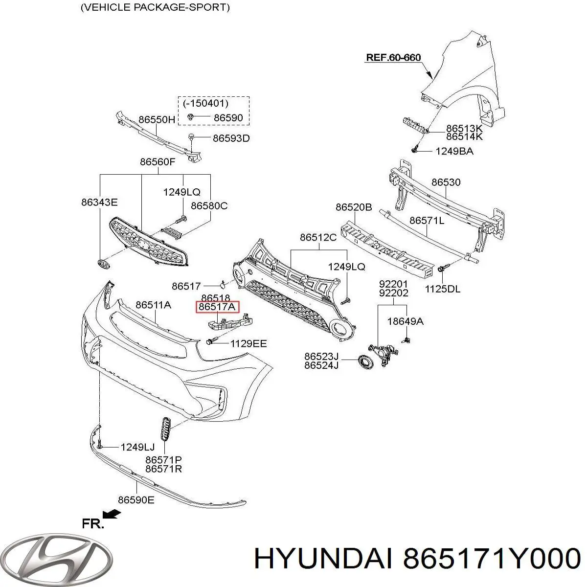 Кріплення бампера Hyundai/Kia 865171Y000 ціна, від 10.62 USD