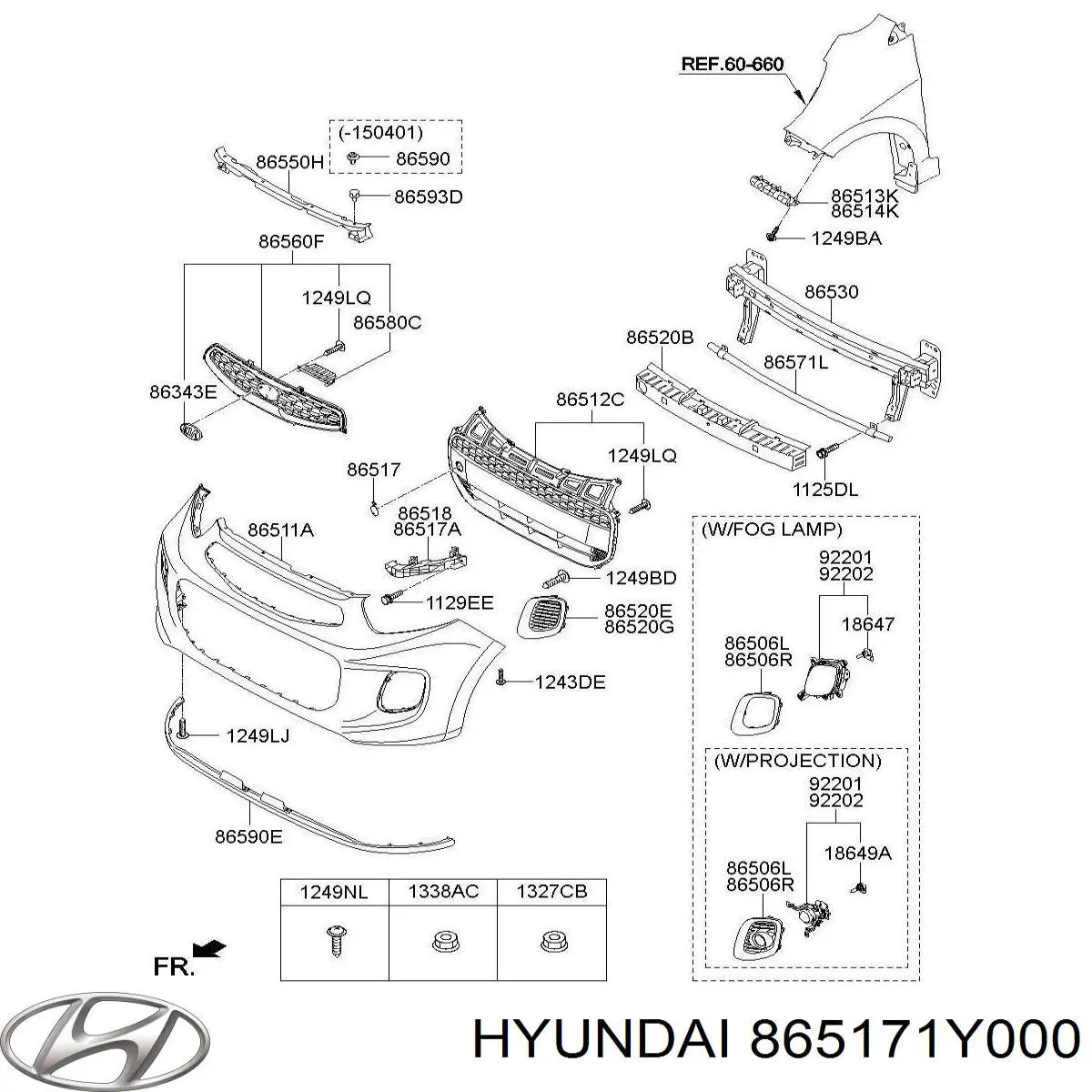 Купити 865171Y000 Hyundai/Kia Кронштейн бампера переднього, лівий