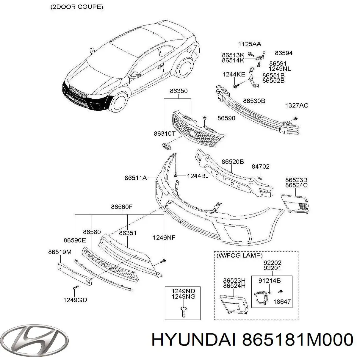 865181M000 Hyundai/Kia кронштейн бампера переднього, правий