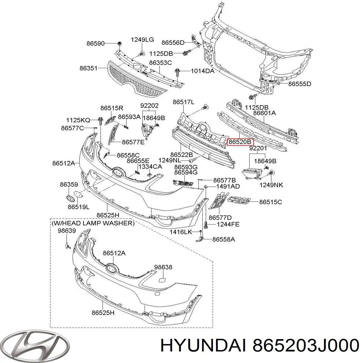 865203J000 Hyundai/Kia абсорбер (наповнювач бампера переднього)