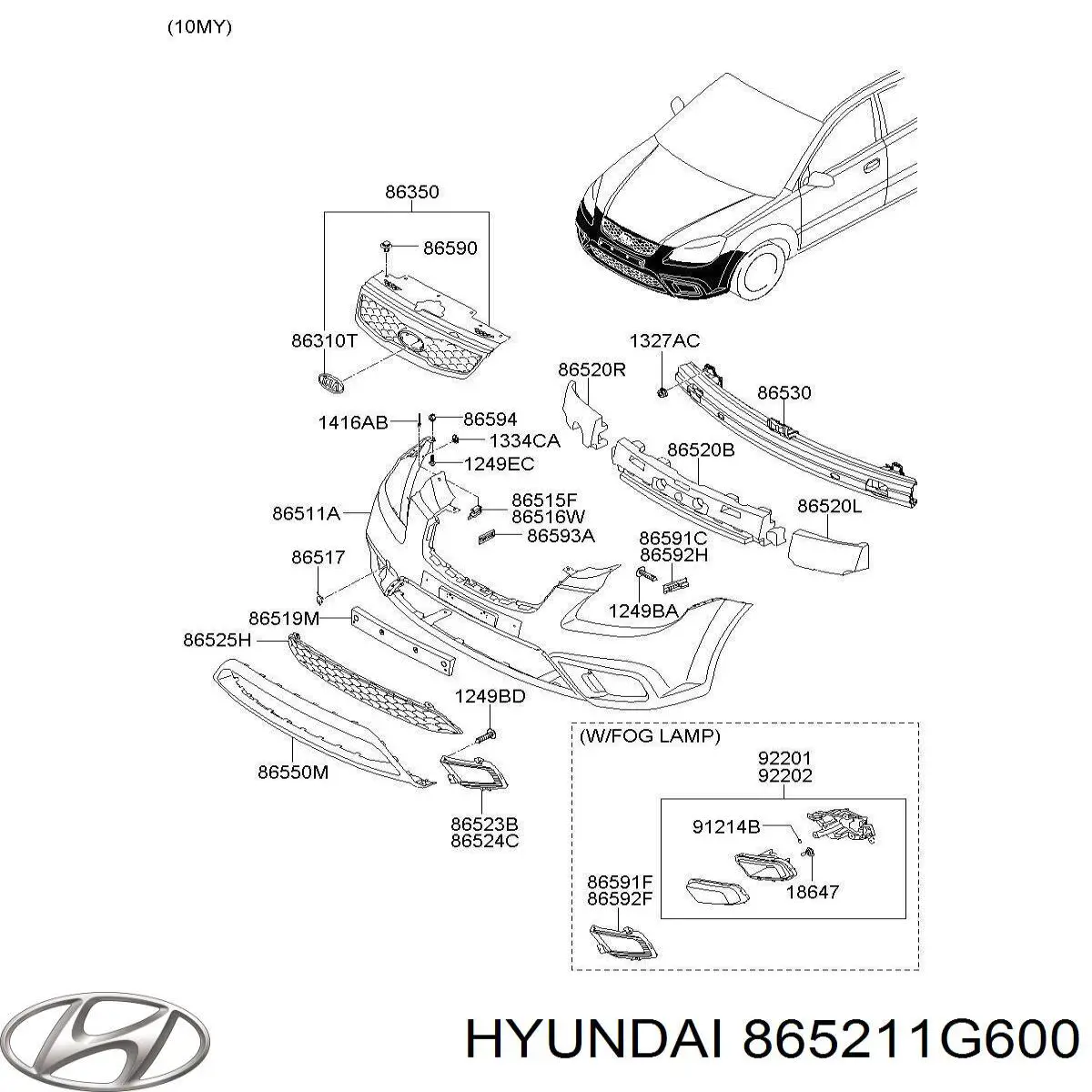 865211G600 Hyundai/Kia Наповнювач бампера переднього