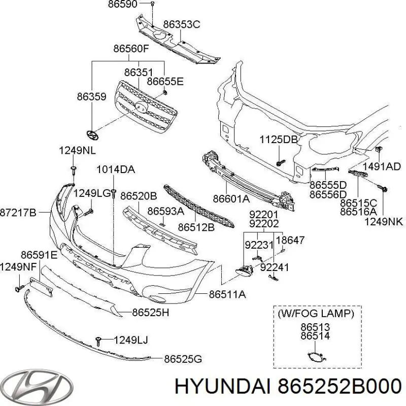 Купити 865252B000 Hyundai/Kia Решітка переднього бампера, нижня