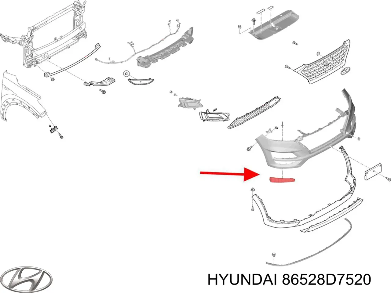 86528D7520 Hyundai/Kia Ободок/окантовка фари протитуманной, правий