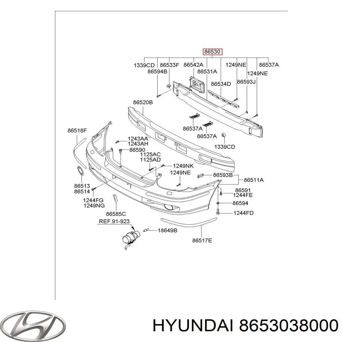 Шина бампера переднього Hyundai Sonata IV седан (EF) (1998 - 2001) ціна, від  USD