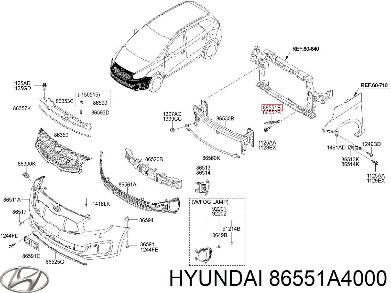 Купити 86551A4000 Hyundai/Kia Кронштейн бампера переднього, лівий