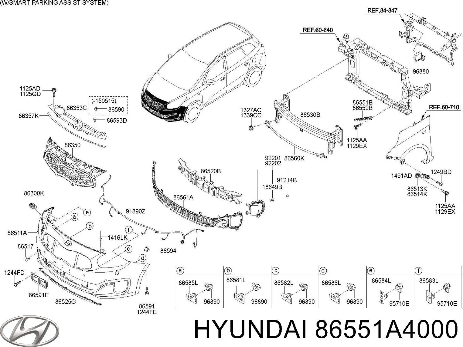 Кріплення бампера Hyundai/Kia 86551A4000 ціна, від 10.99 USD