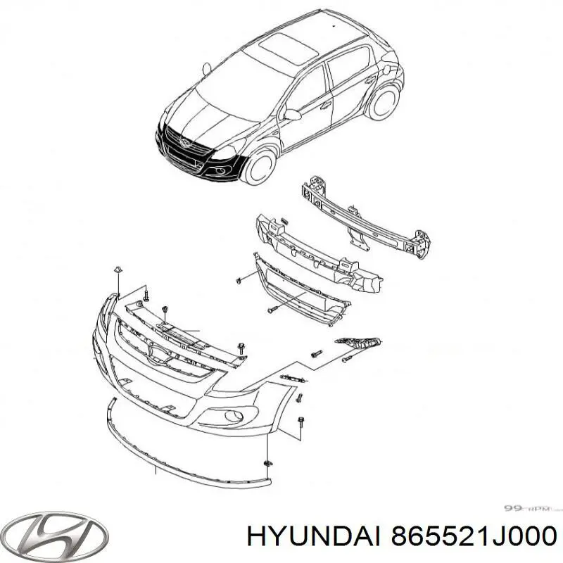 Праве кріплення переднього бампера Hyundai/Kia 865521J000 ціна, від 8.23 USD