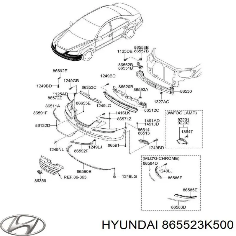 Кронштейн бампера переднього, правий Hyundai Sonata (NF) (Хендай Соната)