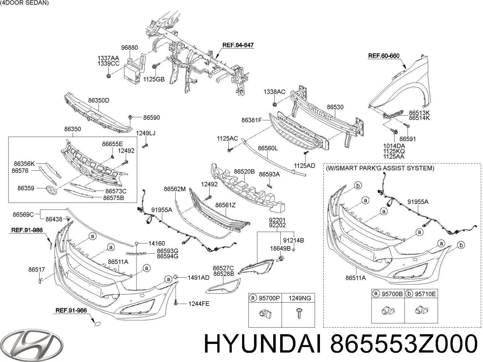 865553Z000 Hyundai/Kia Лівий кронштейн переднього бампера