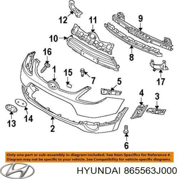 865563J000 Hyundai/Kia Кронштейн бампера переднього, правий
