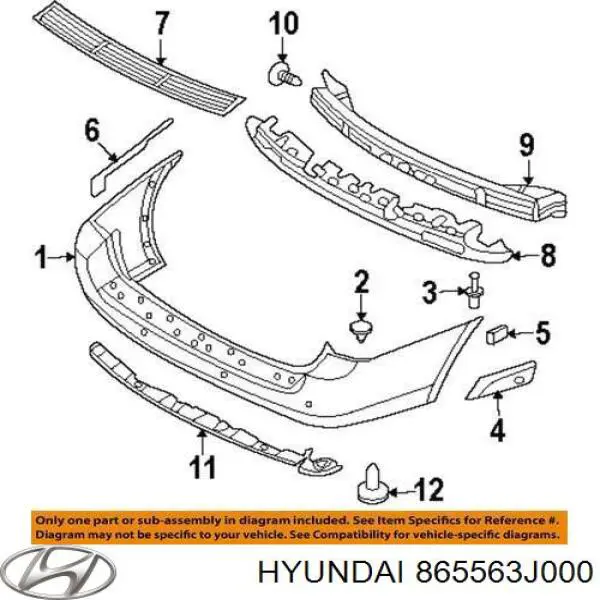 Праве кріплення переднього бампера Hyundai/Kia 865563J000 ціна, від 7.07 USD