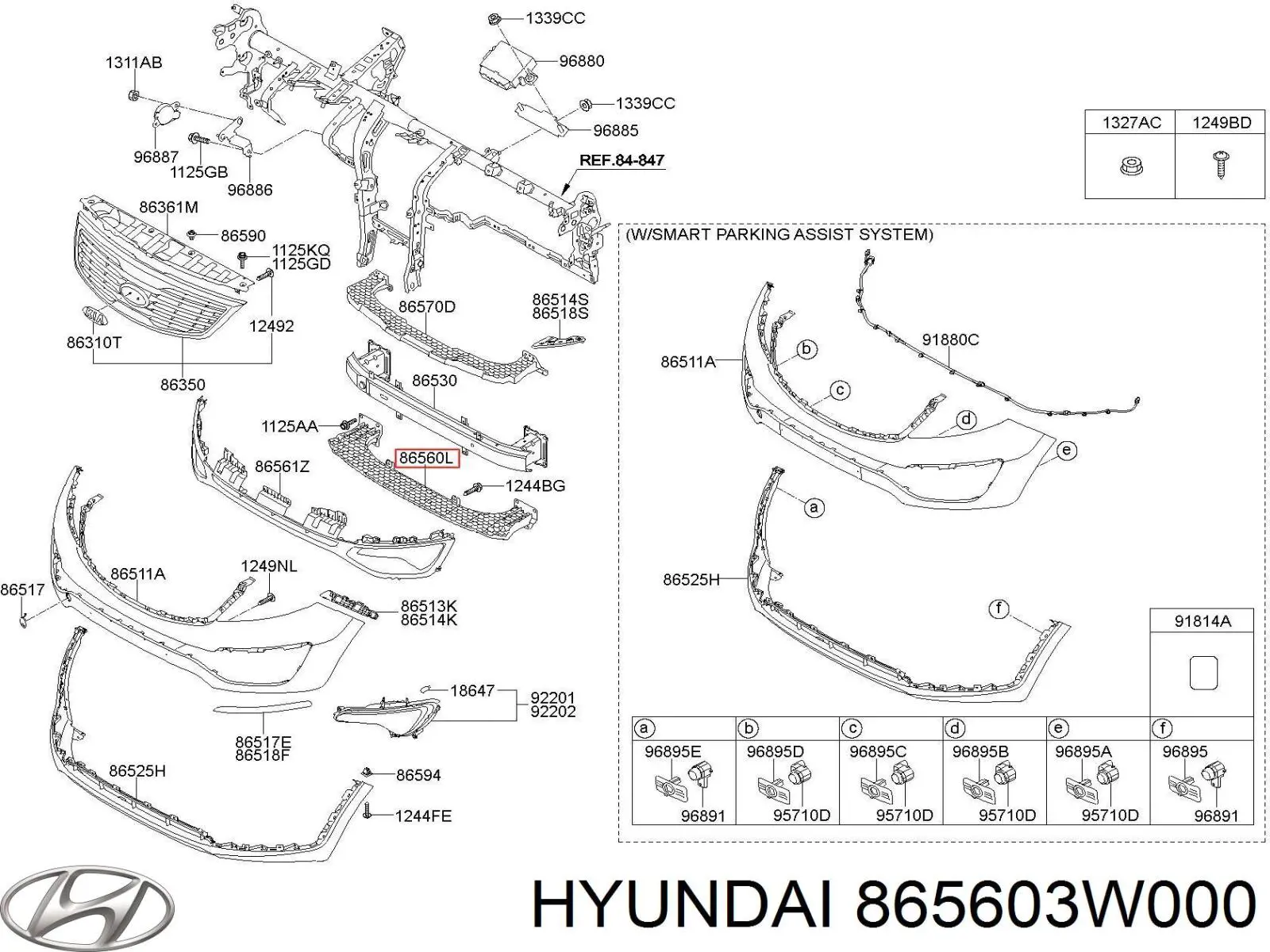 865603W000 Hyundai/Kia решітка переднього бампера, центральна