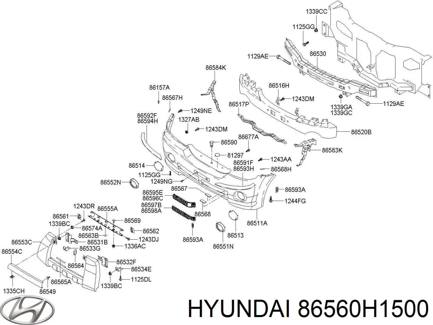 Абсорбер (наповнювач) бампера переднього 86560H1500 Hyundai/Kia